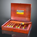 Open Wooden Cigar Box with COHIBA Label and Cigars Inside as Decorative Ornament Set