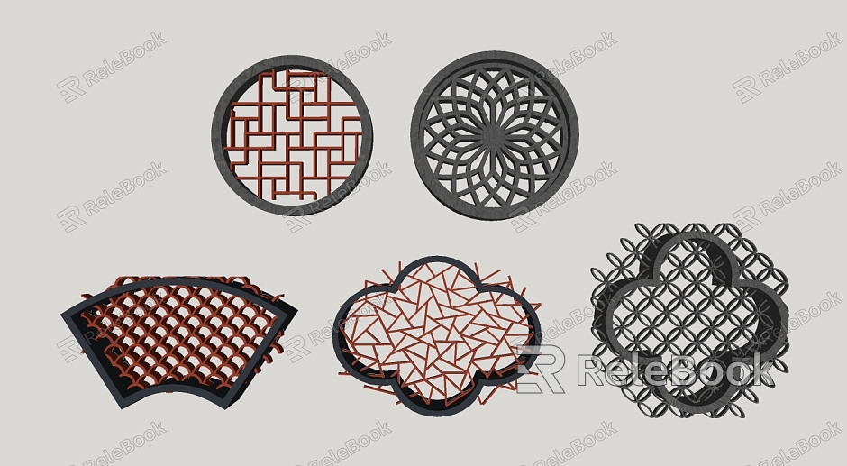 Chinese-style openwork window wall window grilles garden wall window grilles model