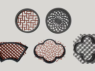 Chinese-style openwork window wall window grilles garden wall window grilles 3d model