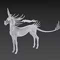 Mythical Gray Creature With Black Horn Purple Eyes And Glowing Pink Purple Mane Tail