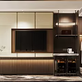 Modern Hotel Guest Room Featuring Wooden Decor Built-in TV Wine Cabinet And White Robes