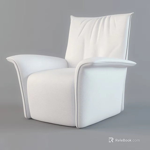 White Fabric Single Sofa With Modern Design Comfortable Backrest And Armrest 3d model 