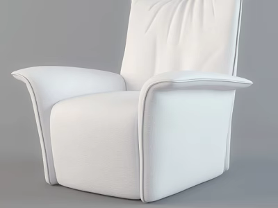 White Fabric Single Sofa With Modern Design Comfortable Backrest And Armrest 3d model