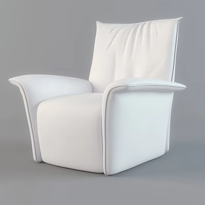 White Fabric Single Sofa With Modern Design Comfortable Backrest And Armrest 3d model