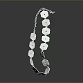 Elegant Delicate Silver Chain Necklace With Transparent Petal Shaped Beads