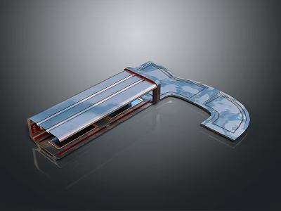 Modern Metallic Weapon with Curved Layered Structure and 3D Concept Design 3d model