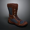Brown And Blue High Top Boots With Laces For Outdoor Casual Wear
