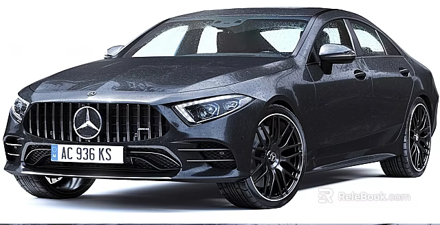 Black Mercedes Sedan With Sleek Front Design And Black Alloy Wheels 3d model 