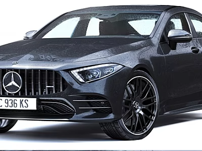 Black Mercedes Sedan With Sleek Front Design And Black Alloy Wheels 3d model