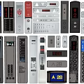 Elevator Control Panels with Buttons Digital Displays and Arrow Indicators in Various Designs 3d model