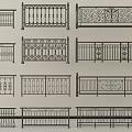 Various Decorative Railing Designs With Intricate Patterns And Classic Styles 3d model