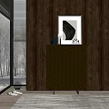 Elegant Modern Entryway Console Cabinet With Woven Texture Decorative Items And Natural Light Through Window