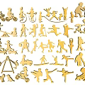 Golden Silhouette Wall Decor Featuring Children Playing And Sports Activities