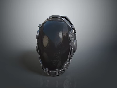 Advanced Black Tactical Weapon Helmet Featuring Metallic Fittings And Military Style Design 3d model