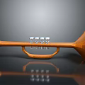 Household Decorative Brass Trumpet With Valves On Black Surface And Reflection