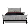 Modern Double Bed With White Headboard Black Frame Two Pillows Dark Bedding And Side Table 3d model