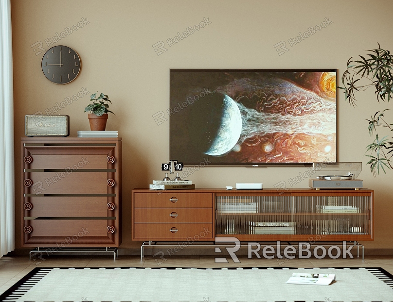 Modern TV Cabinet Storage Cabinet Decoration Combination TV model