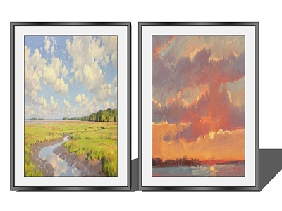 Modern Landscape Painting Decorative Painting Hanging Painting Combination model