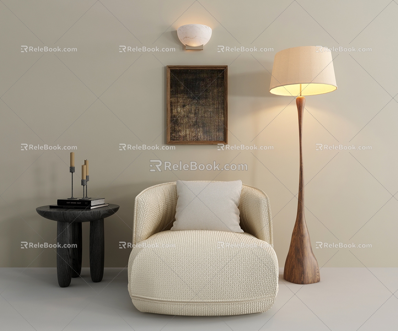 Floor lamp sofa chair side table model