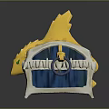 Blue Treasure Chest With Yellow Dragon Ornament And White Trim Details