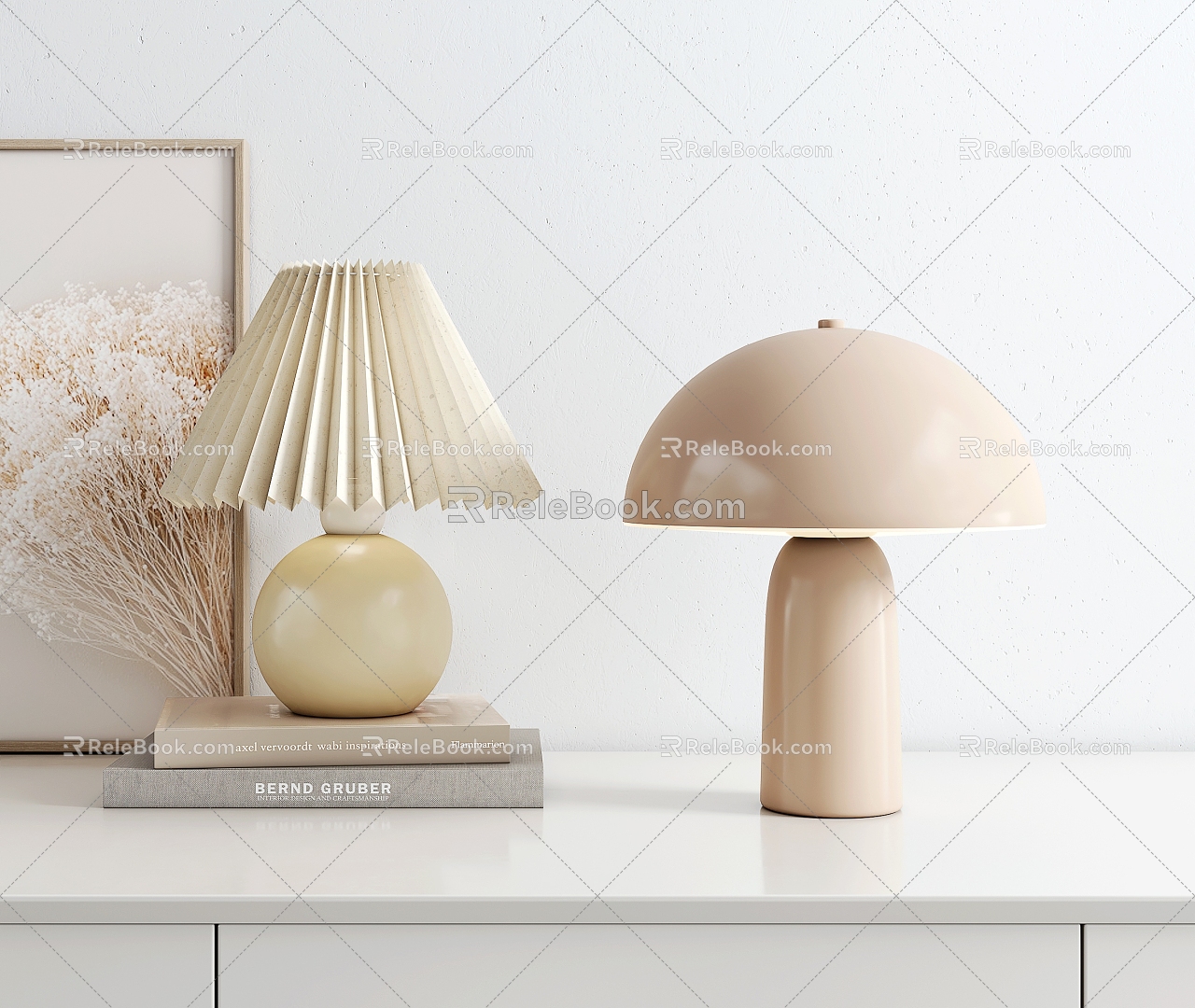 modern table lamp cream table lamp 3d model