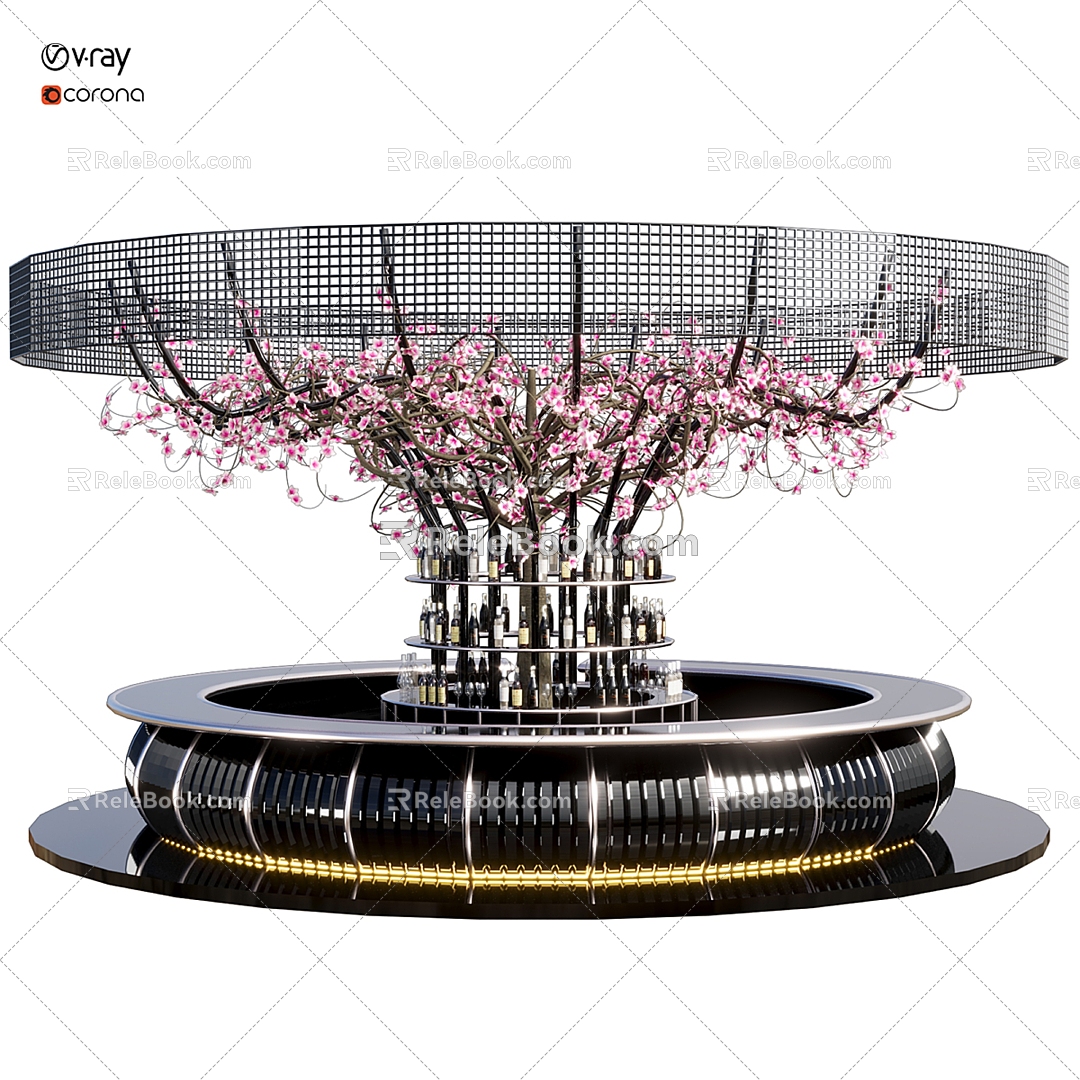 Cherry tree shaped metal bar model