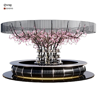 Cherry tree shaped metal bar 3d model