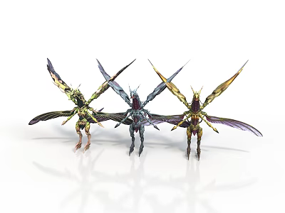Fantasy Style Three-headed Dragon Three-headed Dragon Mechanical Dragon Fly Dragon Fantasy Creature Final Fantasy Monster Monster Mythical Creature Fantasy Character 3d model