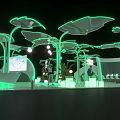 Green Leaf Shaped Exhibition Booth 2024 With Lighting Staff And Display Board