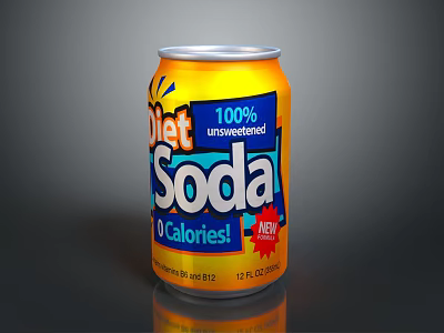 Refreshing 100% Unsweetened Diet Soda With 0 Calories New Beverage Can 3d model