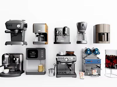 Various Types of Modern Kitchen Appliances Such as Coffee Makers Juicers and Blenders 3d model