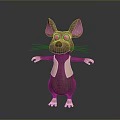 Cartoon Mouse Character With Pink Ears Green Eyes Light Yellow Vest And Open Arms