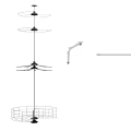 Hanging Multi Component Device With Discs Curved Arm Rod And Basket 3d model