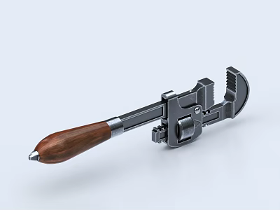 Durable Metal Adjustable Wrench With Ergonomic Wooden Handle For Hardware Tools 3d model Durable Metal Adjustable Wrench With Ergonomic Wooden Handle For Hardware Tools 3d model