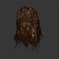 Realistic 3D Human Head Model With Long Brown Wavy Hair Texture And Details