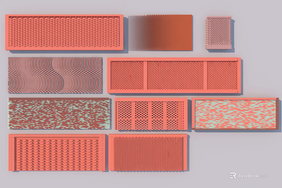 Red Decorative Panels With Various Textures And Patterns For Interior Design 3d model