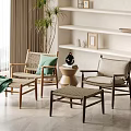 Quiet Casual Table and Chair Combination Casual Single Chair Ornaments 3d model