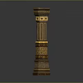 Ornate Decorative Column With Carved Details Gold Accents And Layered Design