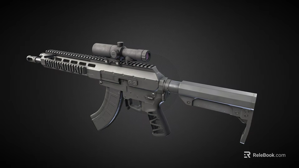 Modern Tactical Rifle With Scope Handguard Magazine And Ergonomic Design Features 3d model 