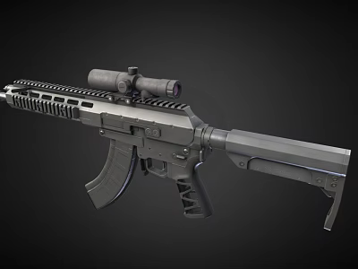 Modern Tactical Rifle With Scope Handguard Magazine And Ergonomic Design Features 3d model