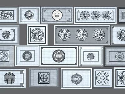 Traditional Pattern Plaza Paving Designs With Square And Circular Elements 3d model