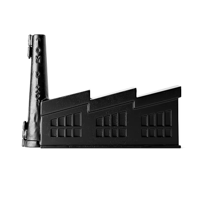 Black Industrial Style Decorative Ornament Set With Building Model Chimney Multi level Roof And Windows 3d model