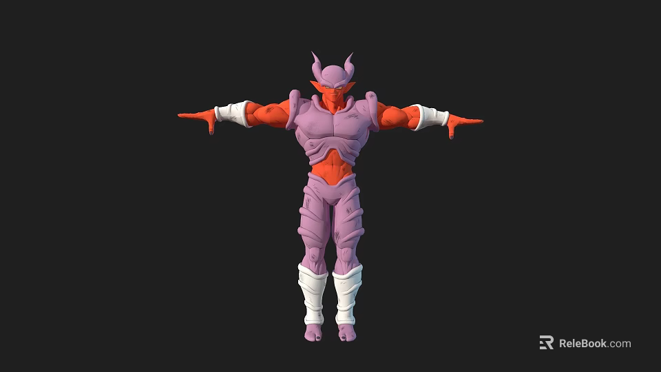 Purple Horned Game Character With Red Skin White Wristbands And Outstretched Arms 3d model 