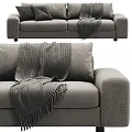 Modern Cozy Gray Two Seater Sofa With Decorative Pillows And Throw Blanket 3d model