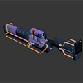 Futuristic Sci Fi Weapon With Blue Pink Accents And Glowing Mechanical Components