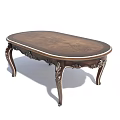 Vintage Wooden Desk With Oval Top And Ornate Carved Legs Design