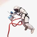 Space Themed Decorative Ornament Set With Astronaut Figure And Red Hose Design