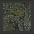 3D Terrain Model with Mountainous Ridges Lush Vegetation Winding River Paths and Colorful Topographic Features