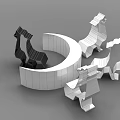 Black And White Animal Shaped Table Chair Set With Semicircular Structure Design