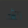 Turquoise Metal Frame Table and Chair Set With Wooden Tabletop and Modern Design